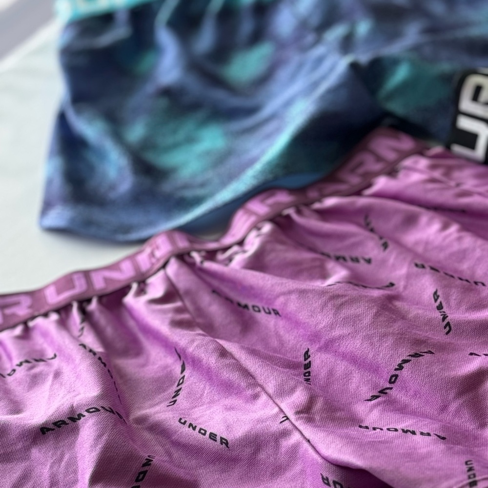 Under Armour Shorts Trio - Purple, Blue, Pink Camo (Size YL) Girl’s Clothing - Picture 10 of 11